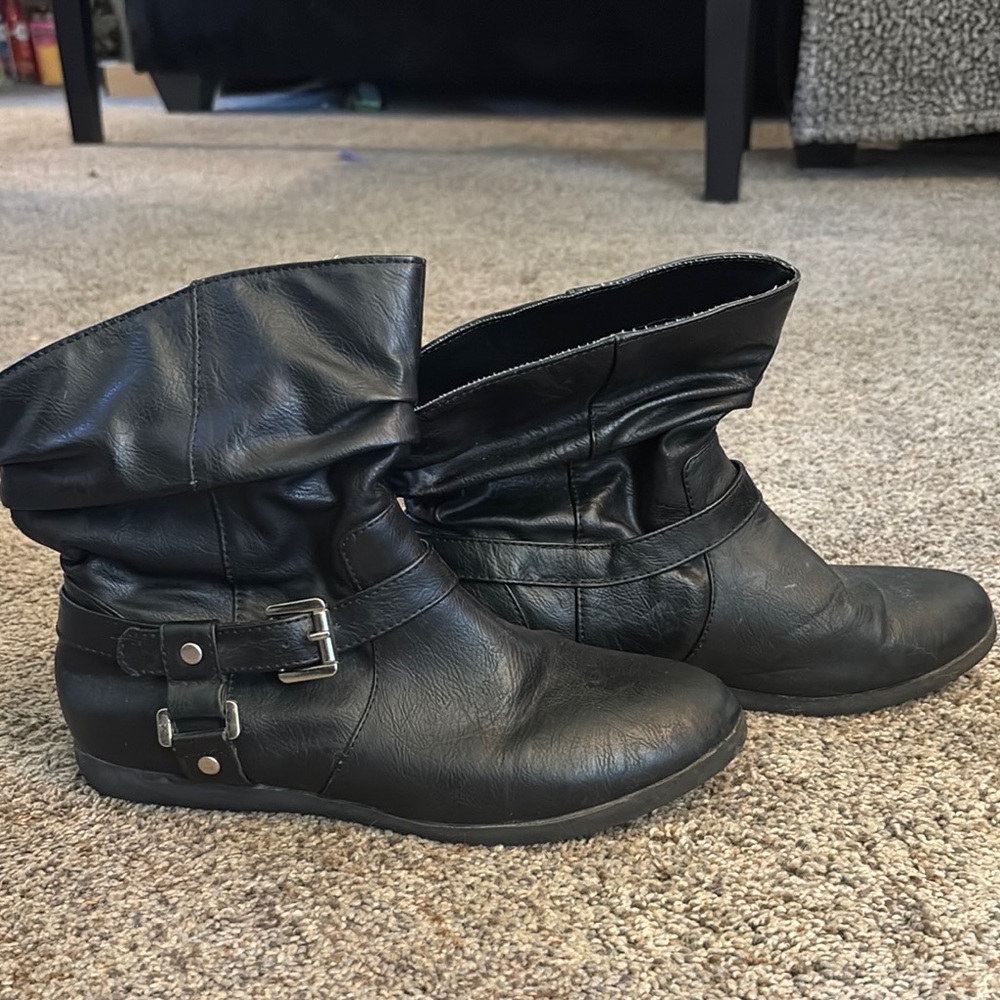 SO Black Ankle Boots with Buckle Detail